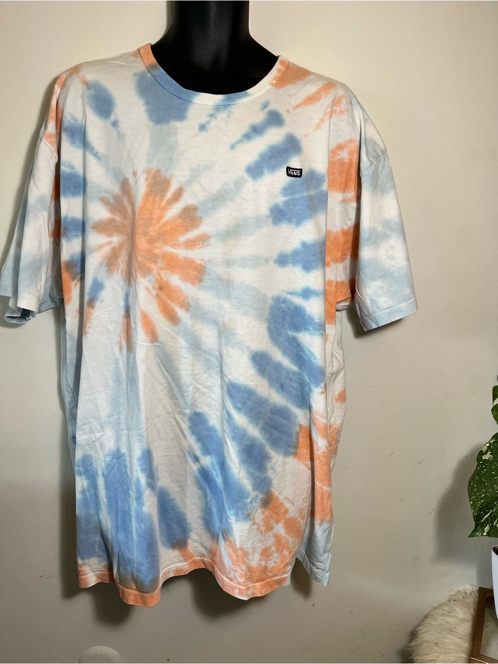 Vans White Tee with Blue & Orange Tie-Dye